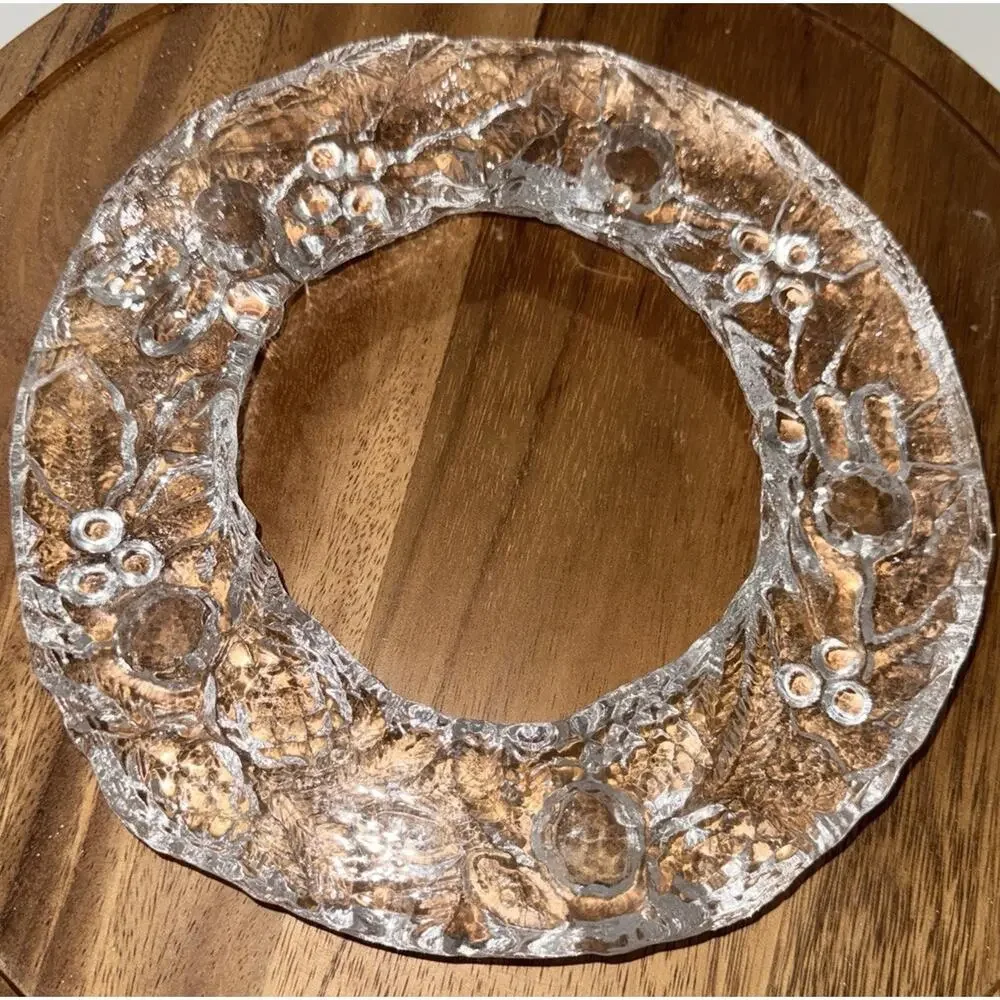 Christmas Vetreria Etrusca Glass Taper Candle Holder Heavy Wreath Centerpiece